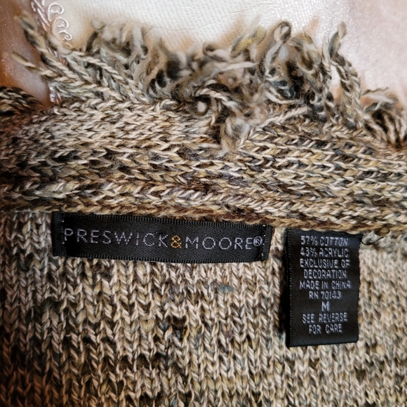 Preswick & Moore Cardigan Sweater with Fringe Sz M Gray - Picture 4 of 8